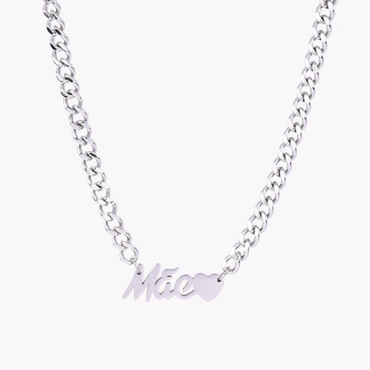 Steel necklace with the word MOTHER