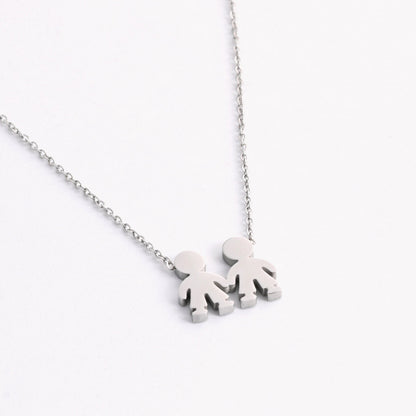 Two boys steel necklace