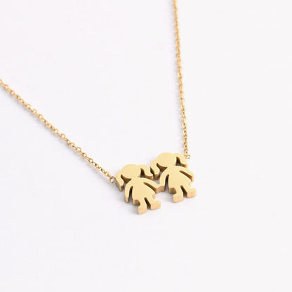 Two girls steel necklace
