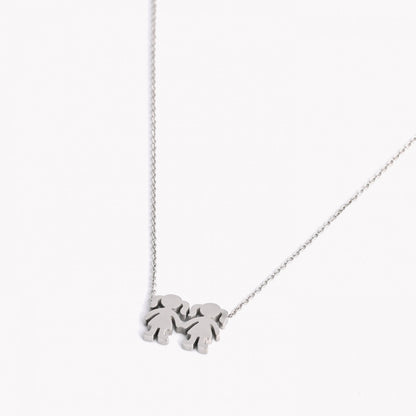 Two girls steel necklace
