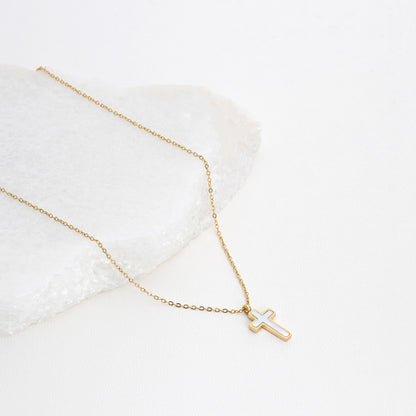 Basic steel cross necklace 