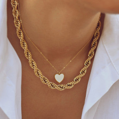 Double heart steel necklace - Colors