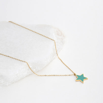 Colar em aço estrela verde - Terra de Estrelas