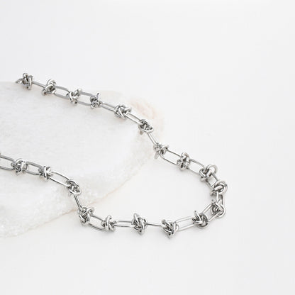 Knotted steel necklace
