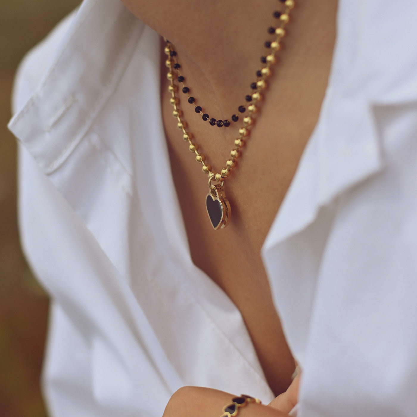 Double heart steel necklace - Colors