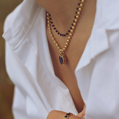 Double heart steel necklace - Colors