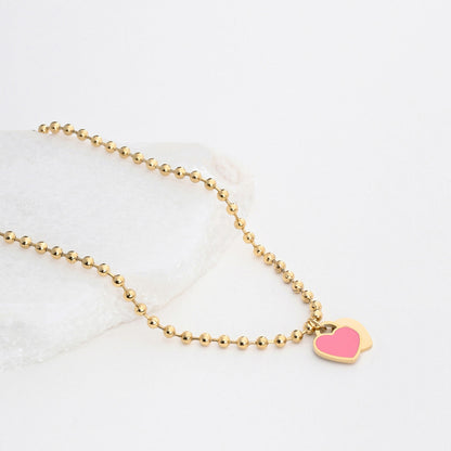 Double heart steel necklace - Colors
