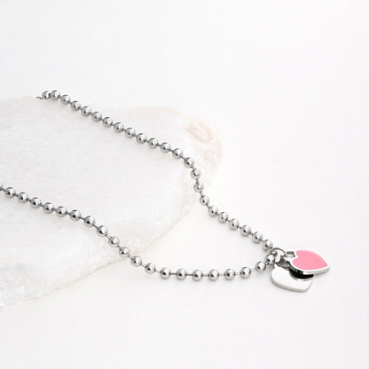 Double heart steel necklace - Colors