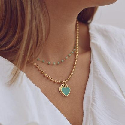 Double heart steel necklace - Colors