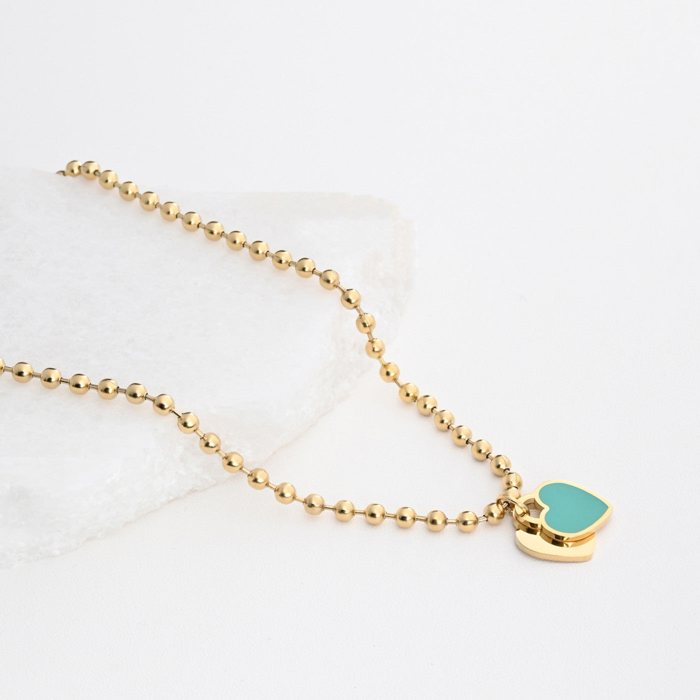 Double heart steel necklace - Colors