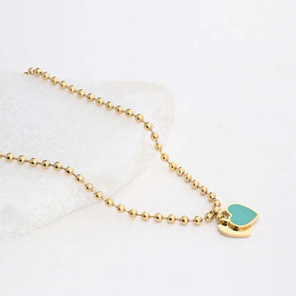 Double heart steel necklace - Colors