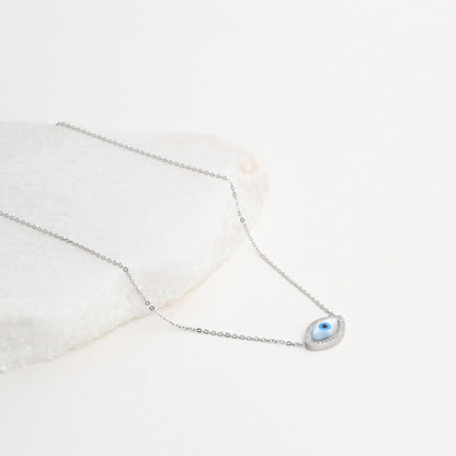Steel necklace with mother of pearl eye