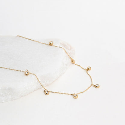 Steel necklace with diamonds