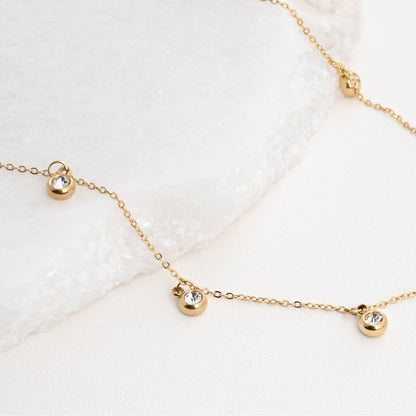 Steel necklace with diamonds