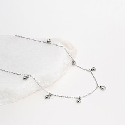 Steel necklace with diamonds