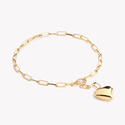 Steel necklace with links and full heart